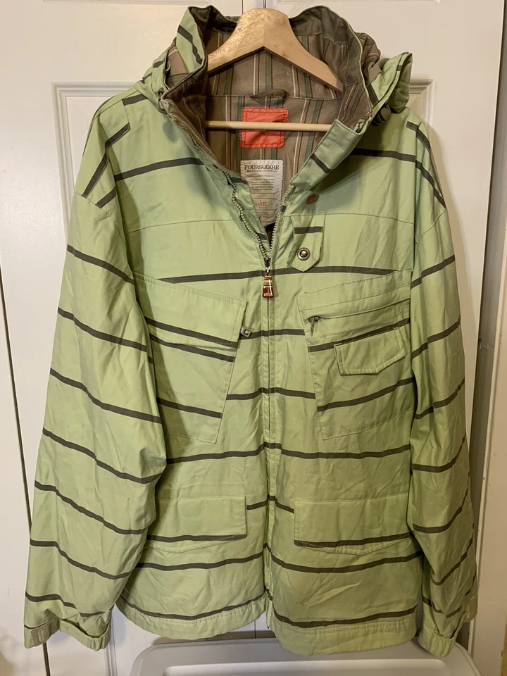 Foursquare Mens Sz L Snowboard 10K Outerwear Hooded Jacket Green Gray - Image 3 of 4