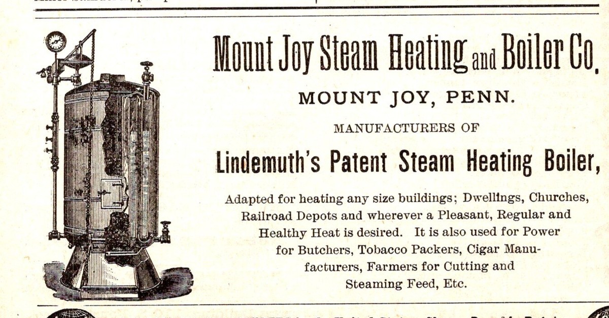 1887 Mount Joy Steam Heating Boiler Co Lindemuths Steam Boiler