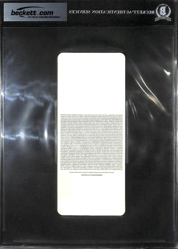 CONOR MCGREGOR VS NATE DIAZ SIGNED AUTO'D UFC 202 COMMEMORATIVE TICKET STUB A - Image 2 of 3