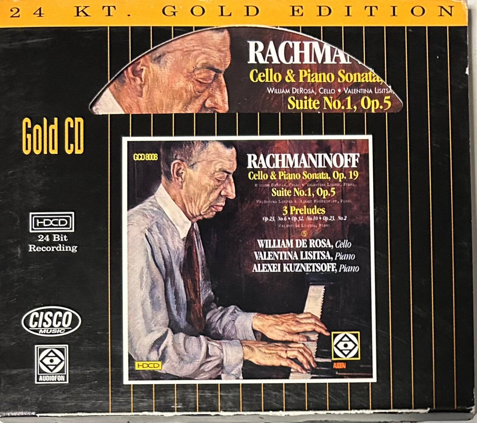 CISCO GOLD CD GCD-8008: Rachmaninoff Cello & Piano Sonatas - De Rosa, Lisitsa NM