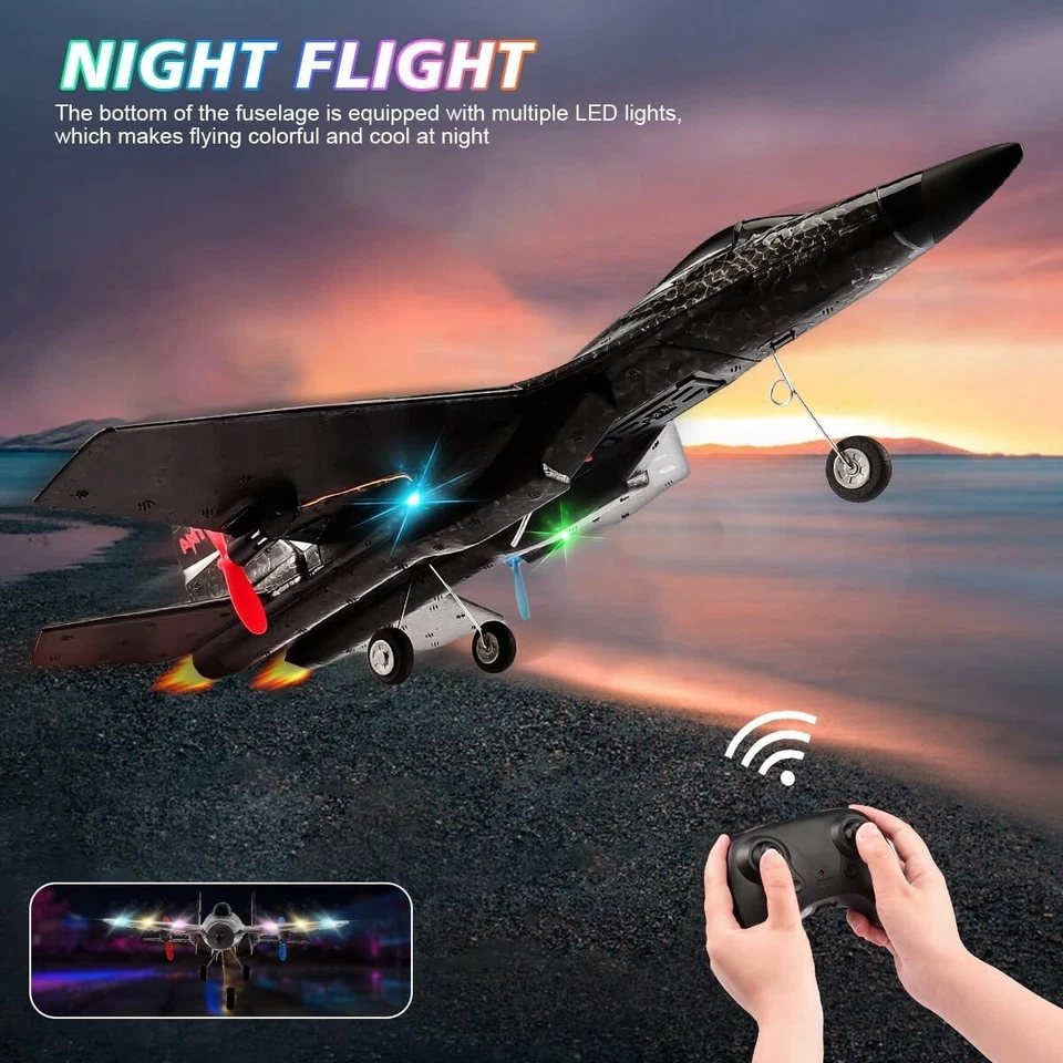 SU27 Fighter Glider RC Airplane 2.4G 2CH Remote Control Fixed Wing RTF LED Toys - Image 4 of 4