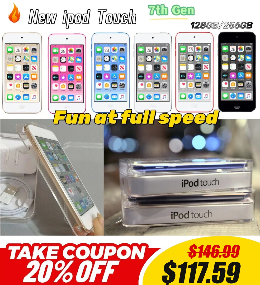 NEW SealedApple iPod Touch 7th Generation (256GB) All Color FAST