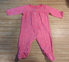 Carter's Baby Girl Size 6 Months 100 Cotton Hot Pink Heart  Love Pajamas