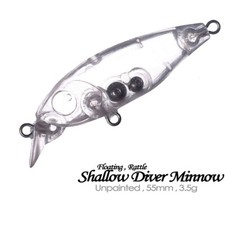 30PCS 5.5cm 3.5g Shallow Diver Floating Minnow Unpainted Bait Blank Fishing Lure