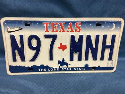 Vintage Texas TX License Plate Tag The Lone Star State Space Shuttle ''N97 MNH''