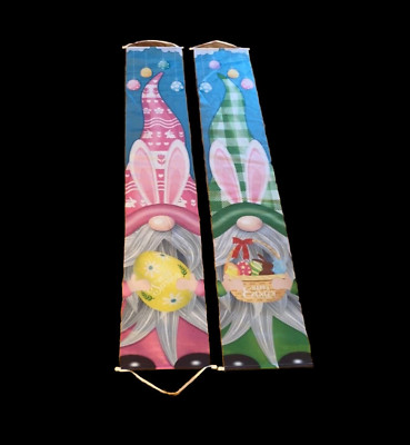 Happy Spring Happy Easter Pastel Gnome Porch Banner Set 12'' W x 70'' L Pre Owned