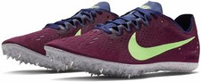 Nike Zoom Victory 3 Track Running Spikes Bordeaux Purple Green SZ 13.