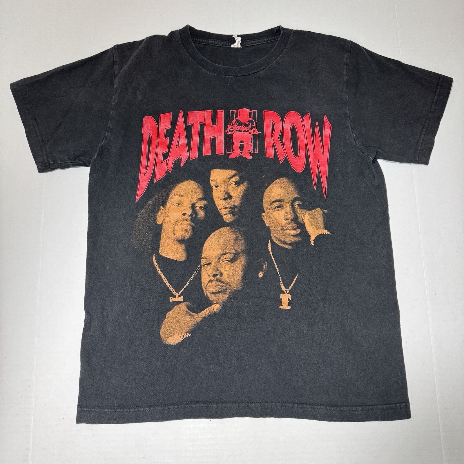 FILA Maglietta Vintage Death Row Records Tupac Snoop Dogg Dre Suge Grafica Uomo Taglia M