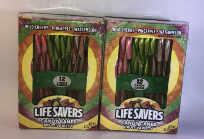 2 Bxs 12ct Ea Life Saver Candy Canes(Wild Cherry-Pineapple-Watermelon)-See Below