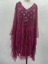 ADRIANNA PAPELL Womens Pink Beaded Printed Sleeveless V Neck Sheath Dress Size S