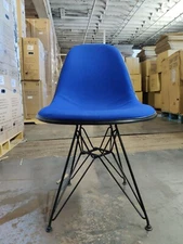 2016 Herman Miller fiberglass Eames side chair w/ wire Eiffel base upholstered 