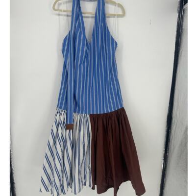 Tibi Vivian Stripe Halter Dress | eBay