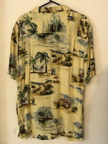 L Men's JOE MARLIN Cream & Blue Island "Corona Extra" Hawaiian Shirt NEVER WORN - Picture 4 of 5