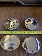 4 Silver Metal Belt Buckles Some With Rhinestone Accents