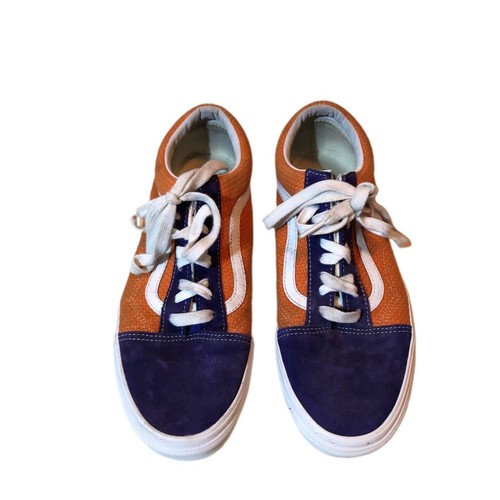 Vans Old Skool Logo Flame Orange Black Low Top Skate Shoes Men's Size 9.5