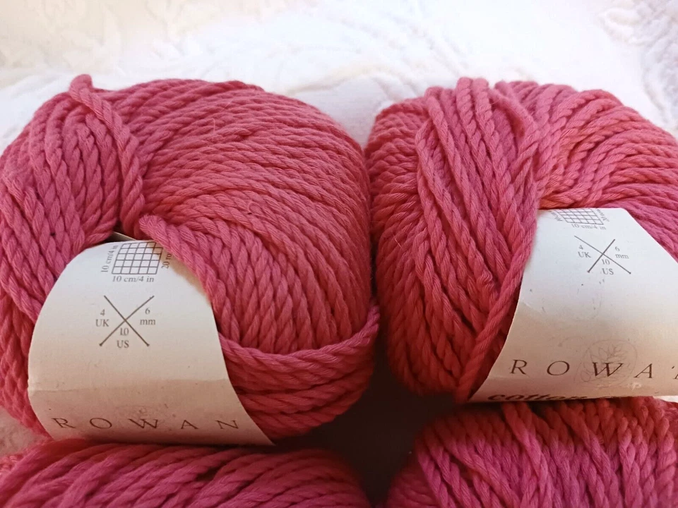 Rowan Cotton Rope Yarn 4 Skeins 071 Coral Cotton Blend 50 Gr 63 Yards Aran Weigh - Image 4 of 4