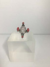 Beautiful Handcrafted Ring with Coral and Quartz Stones set in Sterling Silver