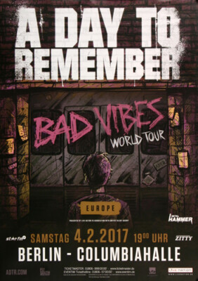 A Day To Remember - Bad Vibes , Berlin 2017 | Konzertplakat | Poster