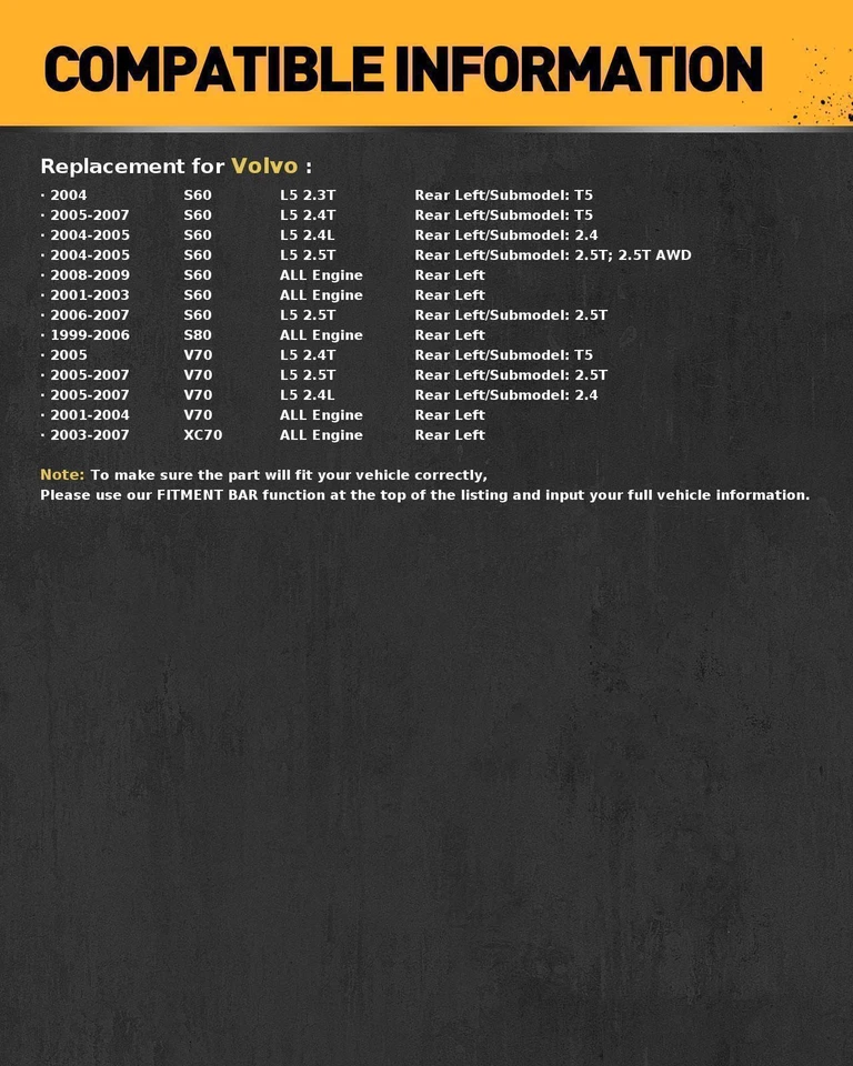 1x Pinza de freno trasera izquierda apta para Volvo S60 2001-2007 Volvo V70 2001-2007 Foto 2 de 4