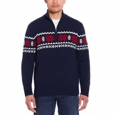 Weatherproof Vintage Men's Fair Isle 1/4 Zip Pullover Sweater, Blue, VARIATION