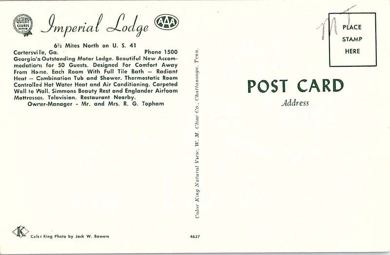 Postcard LODGE SCENE Cartersville GA 9/27 AJ0177 eBay