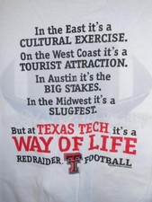 Vintage NOS New Texas Tech Red Raiders Football Shirt Size XL WAY OF LIFE S40