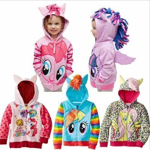 Felpa con cappuccio bambini arcobaleno ragazze My Little Pony Wings Jacket Twilight Dash Maglione Nuovo 