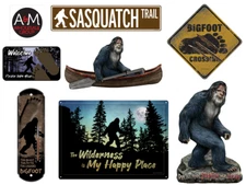 Sasquatch BIGFOOT Home Decor Collectible Items: Die Cut Metal Signs, Thermometer