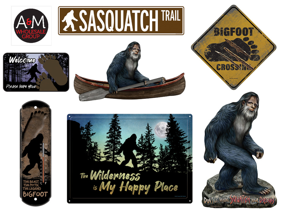 Sasquatch BIGFOOT Home Decor Collectible Items: Die Cut Metal Signs, Thermometer