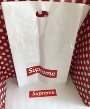 Supreme NY Plastic Tote Bag Red Box Logo LARGE Shopping Bag and Sticker