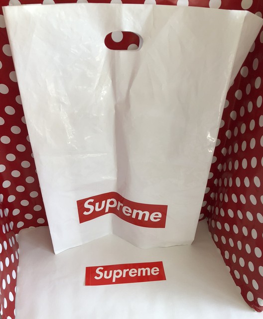 Supreme NY Plastic Tote Bag Red Box Logo LARGE Shopping Bag and Sticker