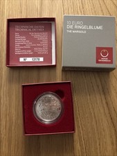 10 Euro Silbermünze Österreich PP 2022 Mit Der Sprache Der Blumen Ringelblume