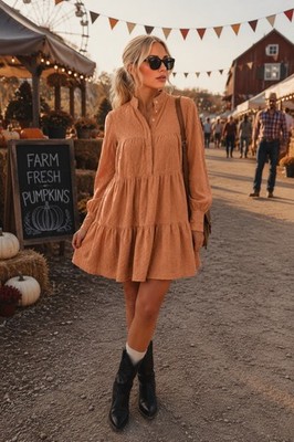 ASA Fashion Group Eyelet Babydoll Mini Large Peach Prairie Cottage Core Boho