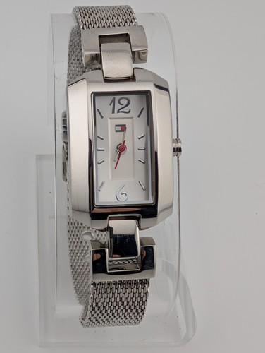 Tommy Hilfiger Watch Women 20mm Silver Case Mesh Metal Band- New Battery