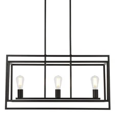 Elegant Lighting LD7056D32 Voir 3 Light 32"W Linear Chandelier - Black