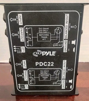 Pyle PDC22 passive DI box audio hum eliminator 1/4'' XLR converter dual direct