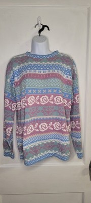 Womens Private Eyes Vintage 90's Rose Knit Sweater Size M