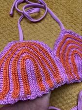 Topshop Bikini Top, Orange Pink, Size S, Would fit M Too