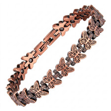 Pure Copper Magnetic Link Bracelet Butterfly Arthritis Pain Relief Therapy Women