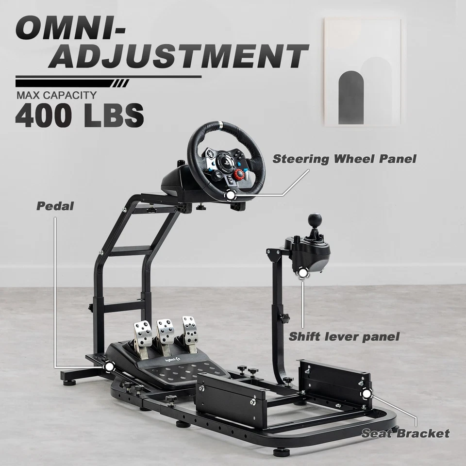 Hottoby Racing Simulator Cockpit Adjustable Fit Logitech G923 G920 Thrustmaster - Image 3 of 4