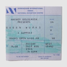 Queen The Works 1984 UK Tour Birmingham NEC Concert Ticket Stub 31.08.84 - NM