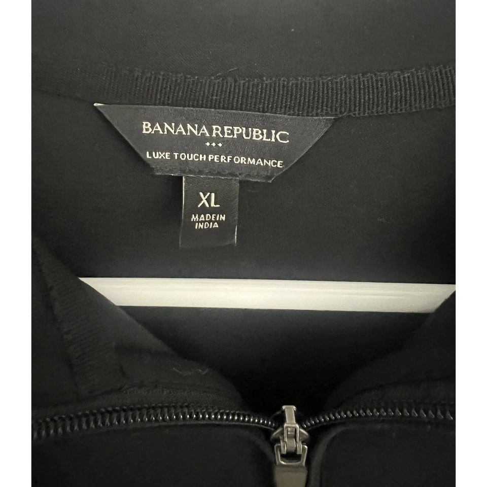 Chaqueta pulóver para mujer Banana Republic 1/4 cremallera XL negra 100 % algodón ligera Foto 2 de 4