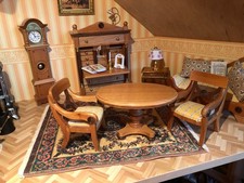 Bodo Hennig Biedermeier Sitzgruppe  Kirschholz, Tisch + 2 Sessel f. Puppenstube