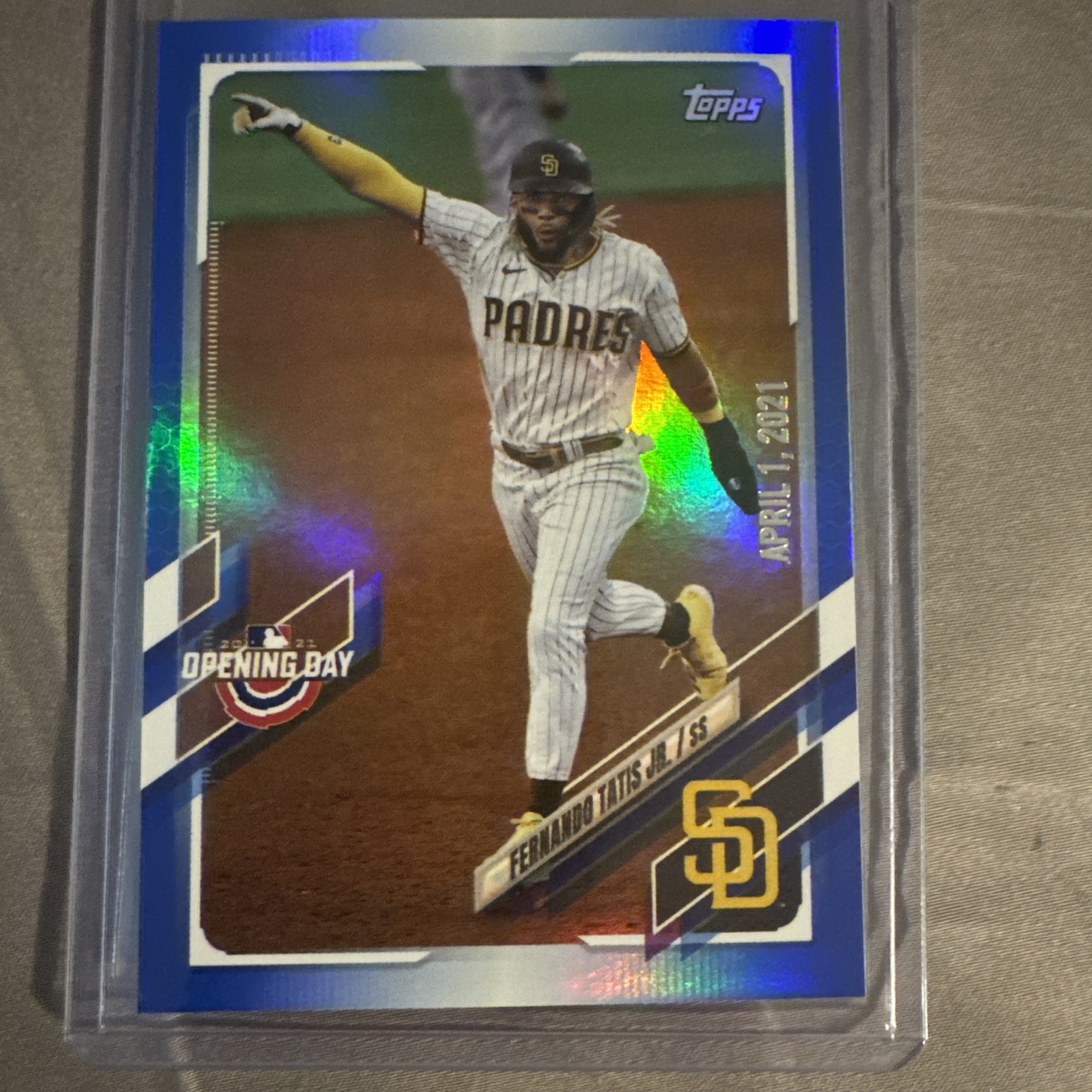 Fernando Tatis Jr. 2021 Topps Opening Day Blue Foil April 1 2021 #1  Padres