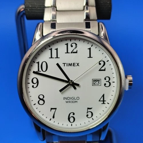 Vintage 2015 Timex Easy Reader Date 38mm Men's Quartz Dress Watch Stretch Band