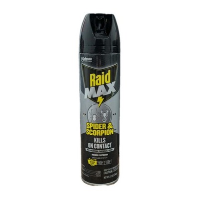 Raid Max Spider & Scorpion Killer, Kills on Contact, Indoor/Outdoor, 12 Oz. NEW