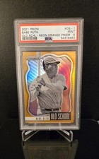 PSA 9 #'d/100 🔥 BABE RUTH SP 2021 Panini Prizm Old School Neon Orange No. OS-1