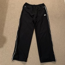  Nike Pants Mens L Windbreaker Nylon Full Side Zip Wide Leg  Black. 