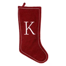 Letter K Red Velvet Monogram Stocking Xmas Holiday Initial 20" At Home