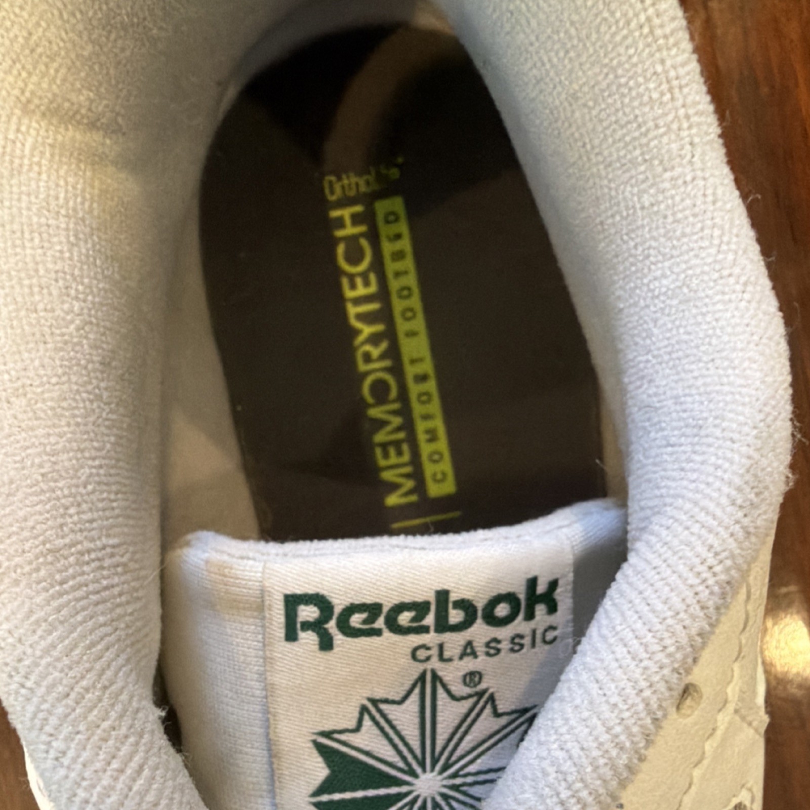 Reebok Classic MemoryTech White Leather Low Top Men's Sneakers Athletic Shoes thumbnail 6